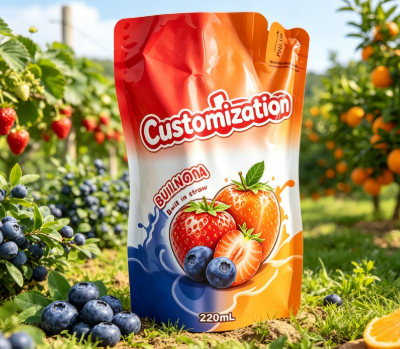 注文はジュース フルーツ ピューレの飲み物のための内蔵わらの袋 220ml を印刷しました